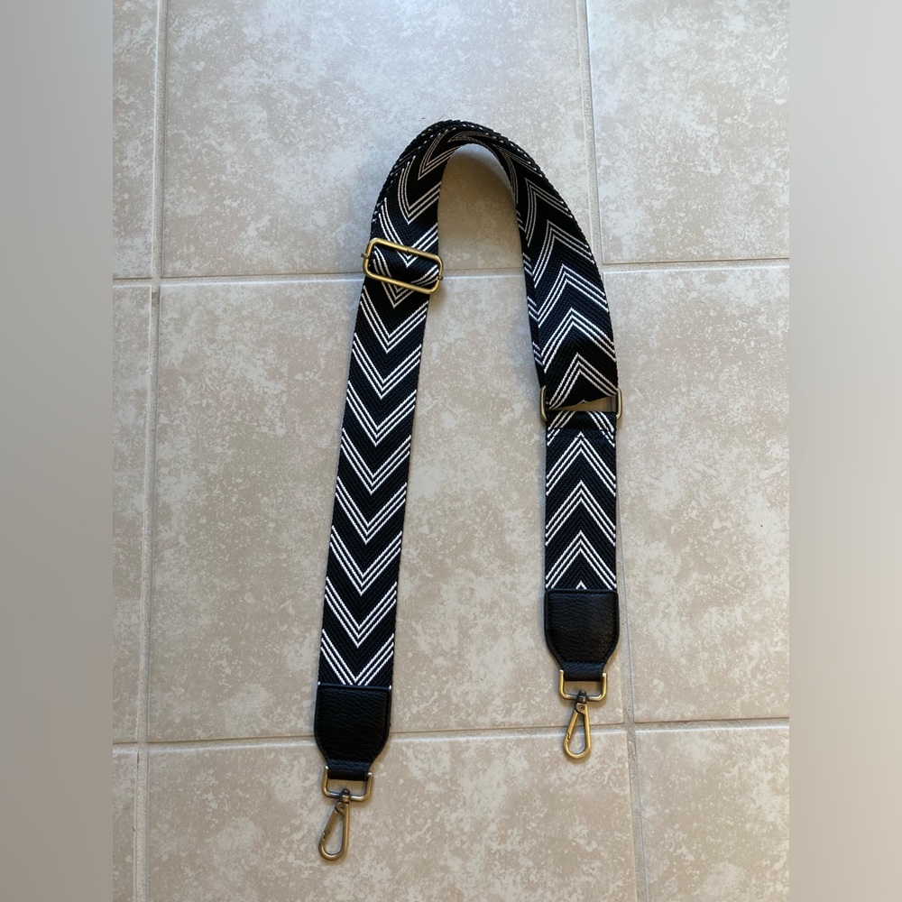 Black and white chevron purse strap adjustable